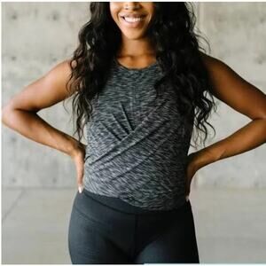 ZYIA Infinity wrap tank black space dye sleeveless athletic top yoga dance gray